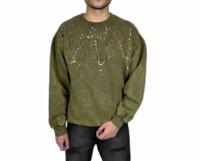 دورس مردانه سبز سنگ شور با چاپ گلدوزی برجسته