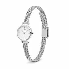 ساعت DW زنانه گرد مینی حصیری سیلور صفحه سفید DW-6654-L