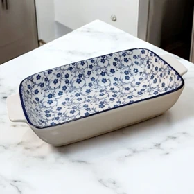 مرغ خوری دسته دار بزرگ دنی هوم طرح گل سرمه ای / BA23