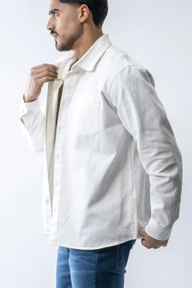 پیراهن آستین بلند برش‌دار کتان مردانه