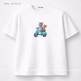 تیشرت باکسی طرح تام و جری 100٪ پنبه | کد 1335