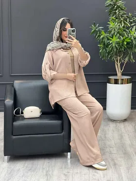 ست مانتو شلوار آستین پاگن تک جیب