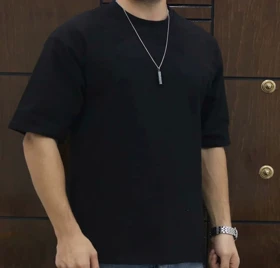 تیشرت بیسیک لش مشکی پارچه ماکان گرم بالا