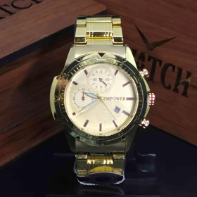 ساعت مچی مردانه تمام استیل امپاور – موتور کوارتز، عقربه شب‌نما، قفل چفتی دوحالته، قطر 46 میلیمتر