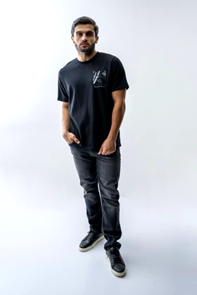 تیشرت بیسیک یقه گرد چاپی مردانه