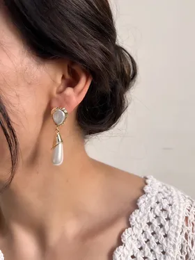 گوشواره زنانه مروارید شیپوری