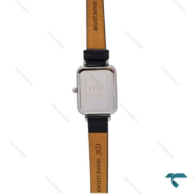 ساعت دنیل ولینگتون مستطیلی زنانه سیلور بند چرم مشکی DW-6249-L