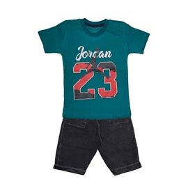 ست تیشرت و شلوارک پسرانه مدل بسکتبال کد PJ1056