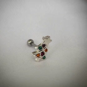 پیرسینگ گوش طرح درخت کریسمس فولاد ضد زنگ درجه یک