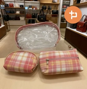 کیف لوازم آرایش سه عددی چهارخونه در سه رنگ