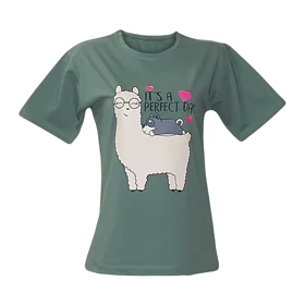 تیشرت زنانه نخ پنبه طرح لاما