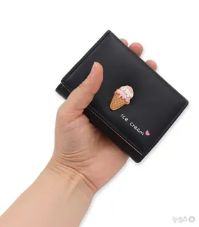 کیف پول دخترانه تاشو دکمه دار Taomicmic تائومیک میک طرح برجسته بستنی