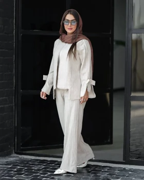 ست کت و شلوار زنانه تابستانی مدل عدسی خنک و سبک