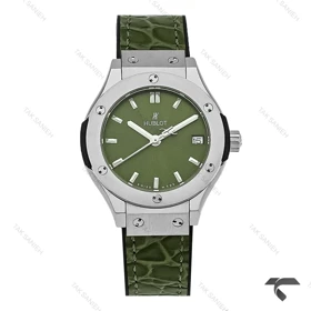 ساعت مچی هابلوت زنانه مینی استیل بند چرم سبز Hublot-10636-L