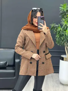 پالتو کتی یقه چرم