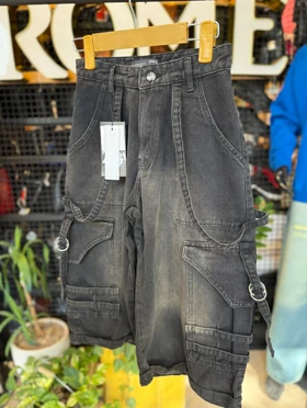 شلوارک بگ شش جیب ذغالی