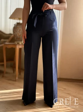 شلوار کرپ واید کمردار قد 114