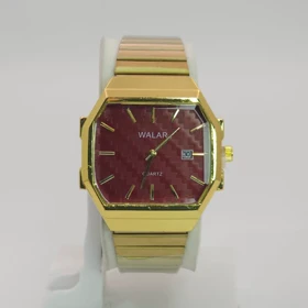 ساعت مچی مردانه والار Walar بند کرکره ای با قفل ریلی (طلائی صفحه قرمز)