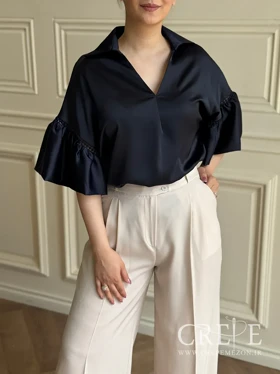 شومیز ساتن آستین کلوش