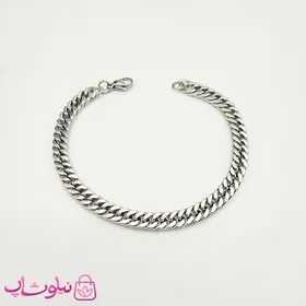 ست گردنبند و دستبند مردانه کارتیه مدل استیل نقره ای کد 300