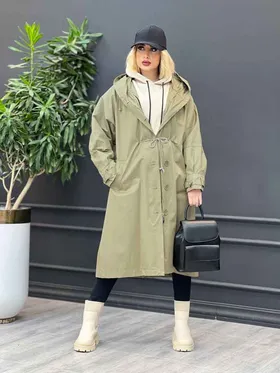 بارانی بلند آستین کمربندی