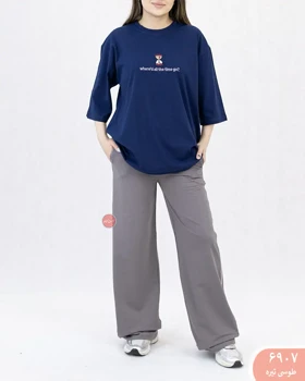 شلوار نیم بگ مغزی دوزی 6907