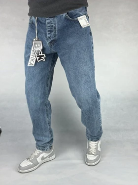 شلوار مام فیت مردانه آبی ساده 146