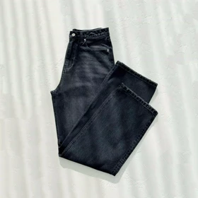 شلوار جین نیم بگ قواره دار ذغالی