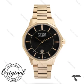 ساعت مردانه کرست 6244-1 طلایی صفحه مشکی تقویم دار Crest-10850-G