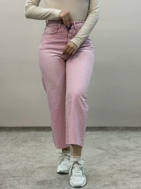 شلوار واید جین صورتی آمسو