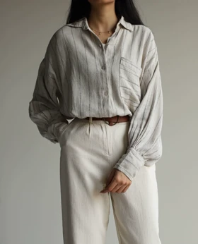شومیز راه‌راه لینن tghv_h&m
