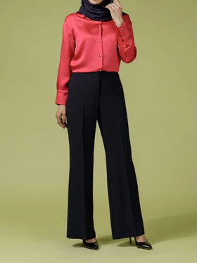شلوار زنانه از بالا گشاد کرپ کره ای کلاسیک 10100