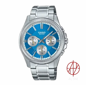ساعت مچی مردانه کاسیو (Casio) مدل MTP-1375D-2A2VDF (تمام استیل، صفحه آبی، طراحی Multi-Hand)
