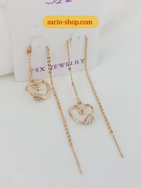 گوشواره بلند بخیه نگینی طرح جواهر