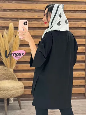 مانتو لینن دودکمه بغل چاک