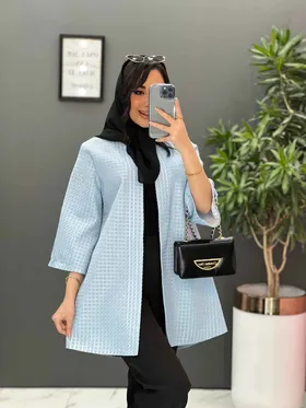 مانتو ژاکارد حصیری یقه گرد