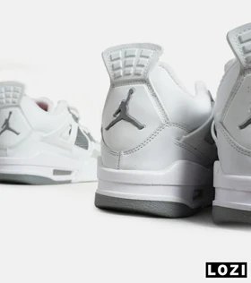 کتانی ساق‌دار بزرگ پا سفید طوسی Nike air jordan 4