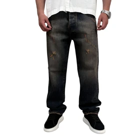 شلوار جین بگ مردانه آبی مدل زاپ