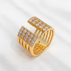 انگشتر ژوپینگ طرح شیاردار نگیندار