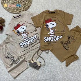 تیشرت شلوارک پنبه پسرانه مدل snoopy مناسب 2 الی 9 سال
