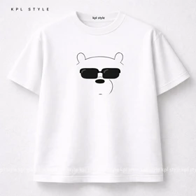 تیشرت باکسی 100٪ پنبه با چاپ مینیمال (bear) | کد 1350
