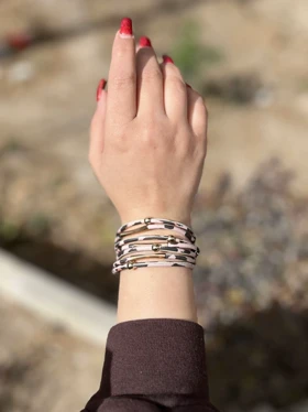 دستبند چرمی چند لاین زنانه کد dsc10017 گالری موژان حیدری