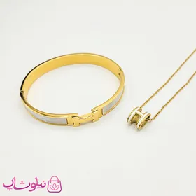 ست دستبند و گردنبند دخترانه هرمس سفید