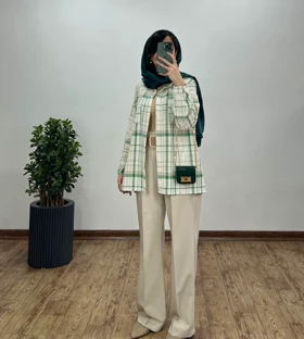 مانتو چهارخونه لینن کنفی 2
