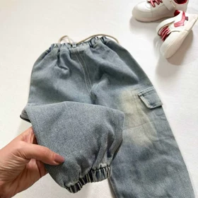 شلوار جین سنگ شور شده دمپا کش سبک اورجینال