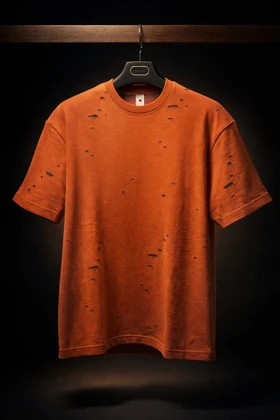 تیشرت زاپ‌دار لش نارنجی آجری با کیفیت و تنخور استثنایی