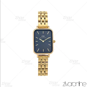 ساعت دنیل ولینگتون زنانه مستطیلی طلایی صفحه سرمه ای خطی 107127