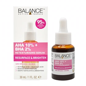 سرم لایه‌بردار پوست بالانس, Balance مدل AHA10% BHA2% حاوی اسیدهای AHA و BHA حجم 30 میلی‌لیتر