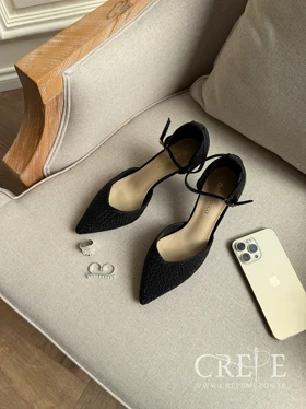 کفش نگین‌دار بغل باز پاشنه 7 سانت