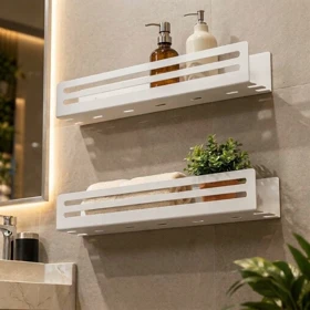 شلف حمام و سرویس بهداشتی فلزی مدل شیاردار کد SL2 (سفید)